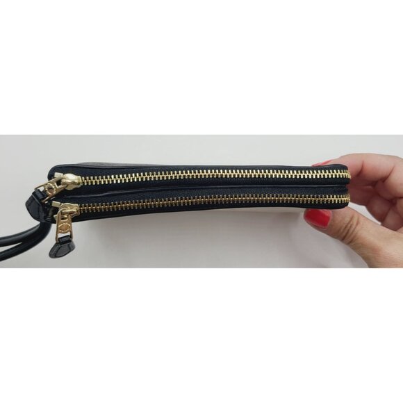 Coach Double Leather Wristlet Clutch Wallet Purse With Logo & Hang Tag - Picture 5 of 15